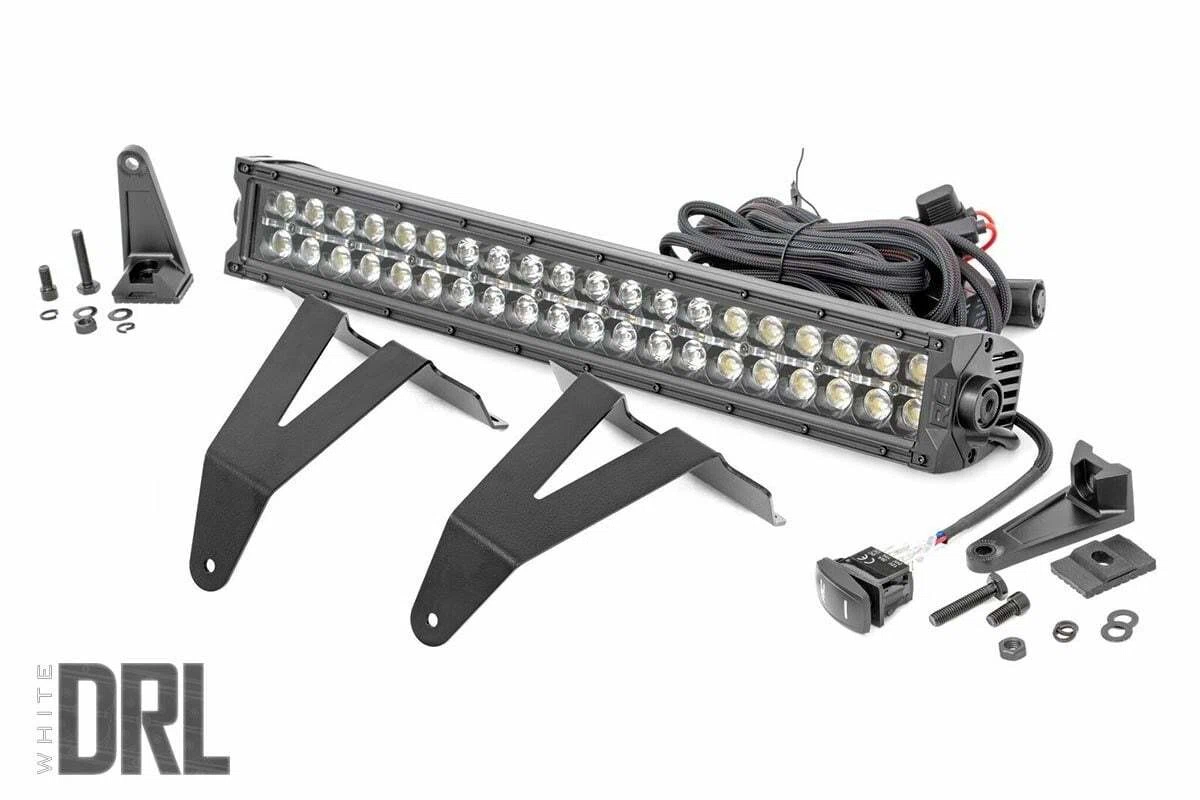 Fits Ram 1500(19-24) LED Light Bumper Mount 20_ Black Dual Row DRL 70779DRL